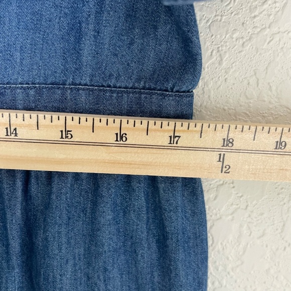 Gap x LoveShackFancy Chambray Tiered Midi Dress Size L Blue Button Down - Picture 12 of 16
